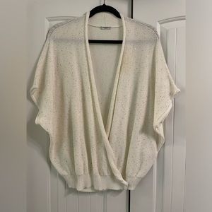 Peserico white knit cotton top with small gold sequins. Made in Italy. Size 52